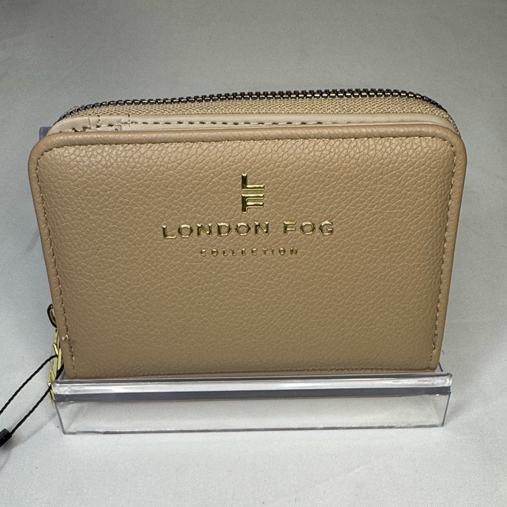 London Fog Beige Leather Wallet with Gold Logo